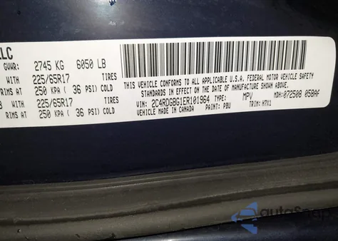 2014 Dodge Grand Caravan American Value Pkg z USA, uszkodzony, nr VIN 2C4RDGBG1ER101964